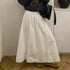 Women Clothing Spring French Sweet Relaxed Chic Lace Edge Crumpled Cotton Umbrella Skirt by Ragazza