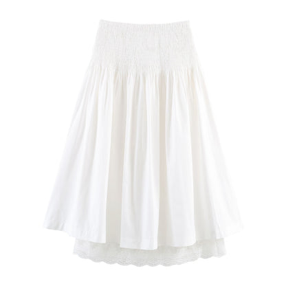 Women Wear Pleated Skirt Women High Waist A line Slimming Elegant Elastic Draping Long Skirt by Ragazza