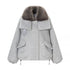 Women Clothing Spring Street Big Fur Collar Woolen Puffer Jacket by Ragazza