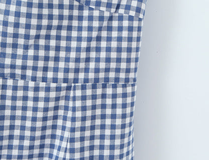 Women French Plaid Sweet Cute Bow Bandage Halterneck off Shoulder Tight Waist Slim Short Dress by Ragazza