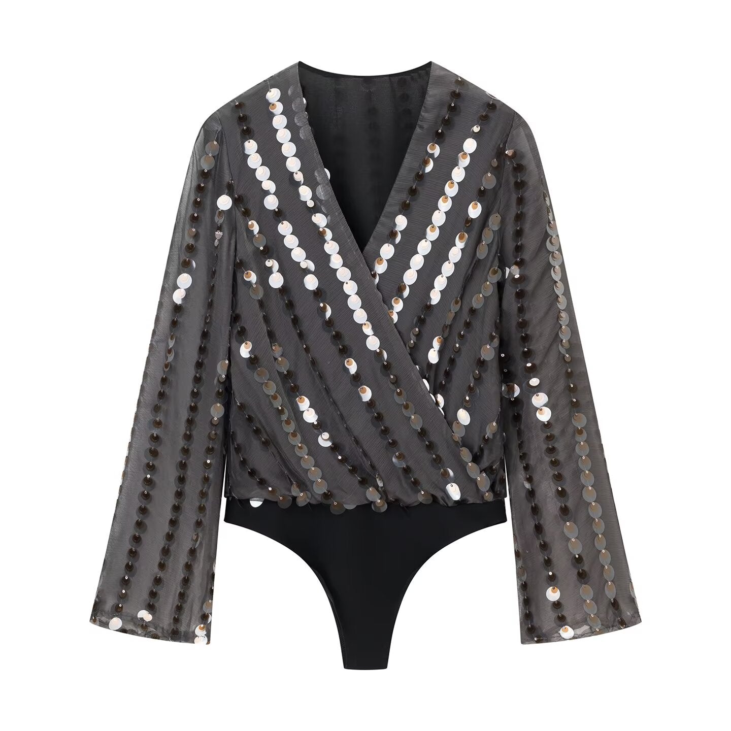 Women Clothing Spring Women Long Sleeve V neck Beads Decoration Jumpsuit by Ragazza