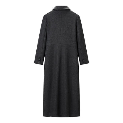 Women Clothing Autumn Office All Matching Dark Gray Extended Woolen Coat by Ragazza