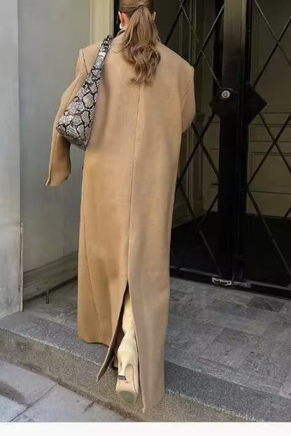 Women Clothing Spring Office Collared Slim Fit Long Cut Coat by Ragazza