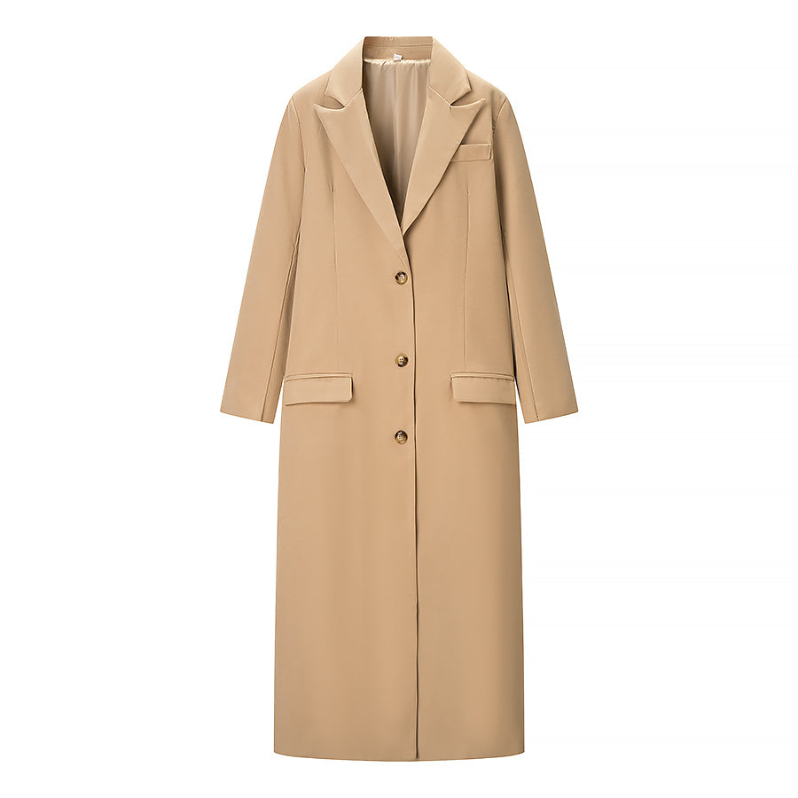 Women Clothing Spring Office Collared Slim Fit Long Cut Coat by Ragazza