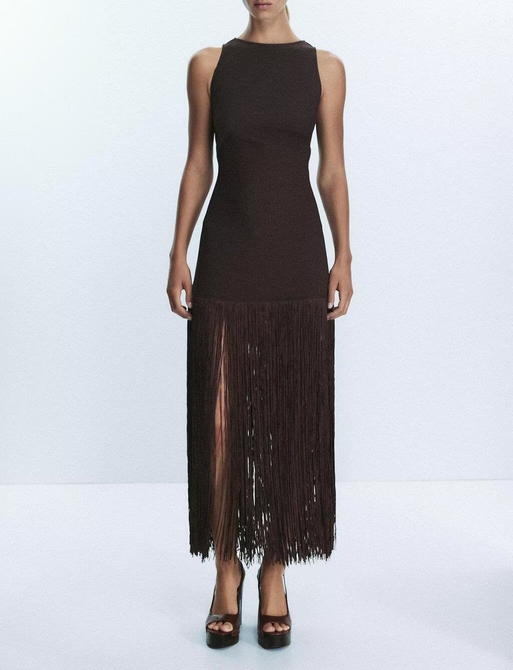Women Clothing Spring Elegant Lady Slim Sleeveless Tassel Dress by Ragazza