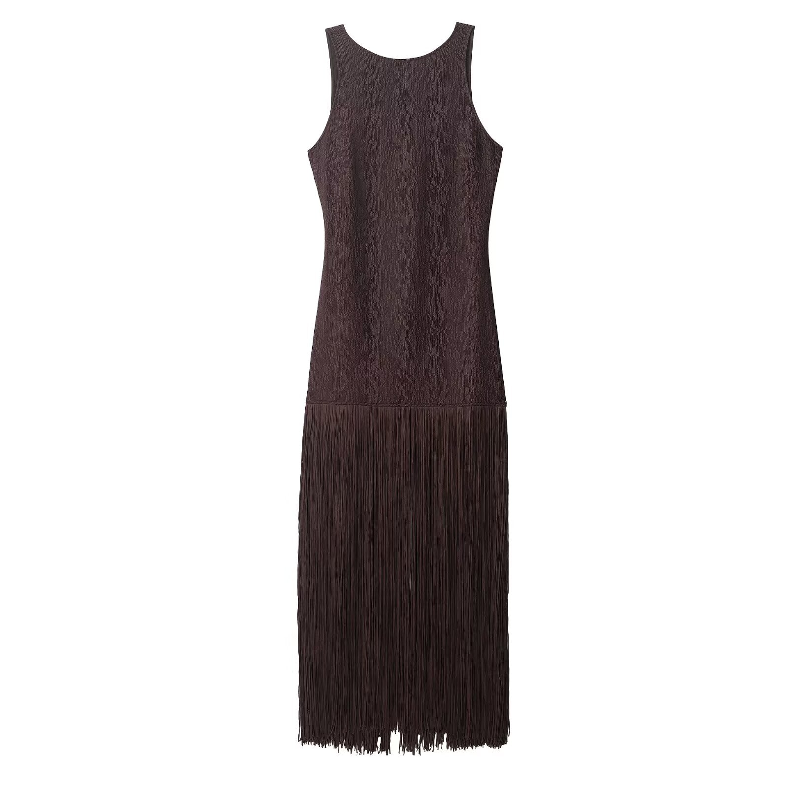 Women Clothing Spring Elegant Lady Slim Sleeveless Tassel Dress by Ragazza
