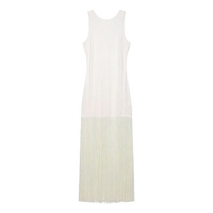 Women Clothing Spring Elegant Lady Slim Sleeveless Tassel Dress by Ragazza