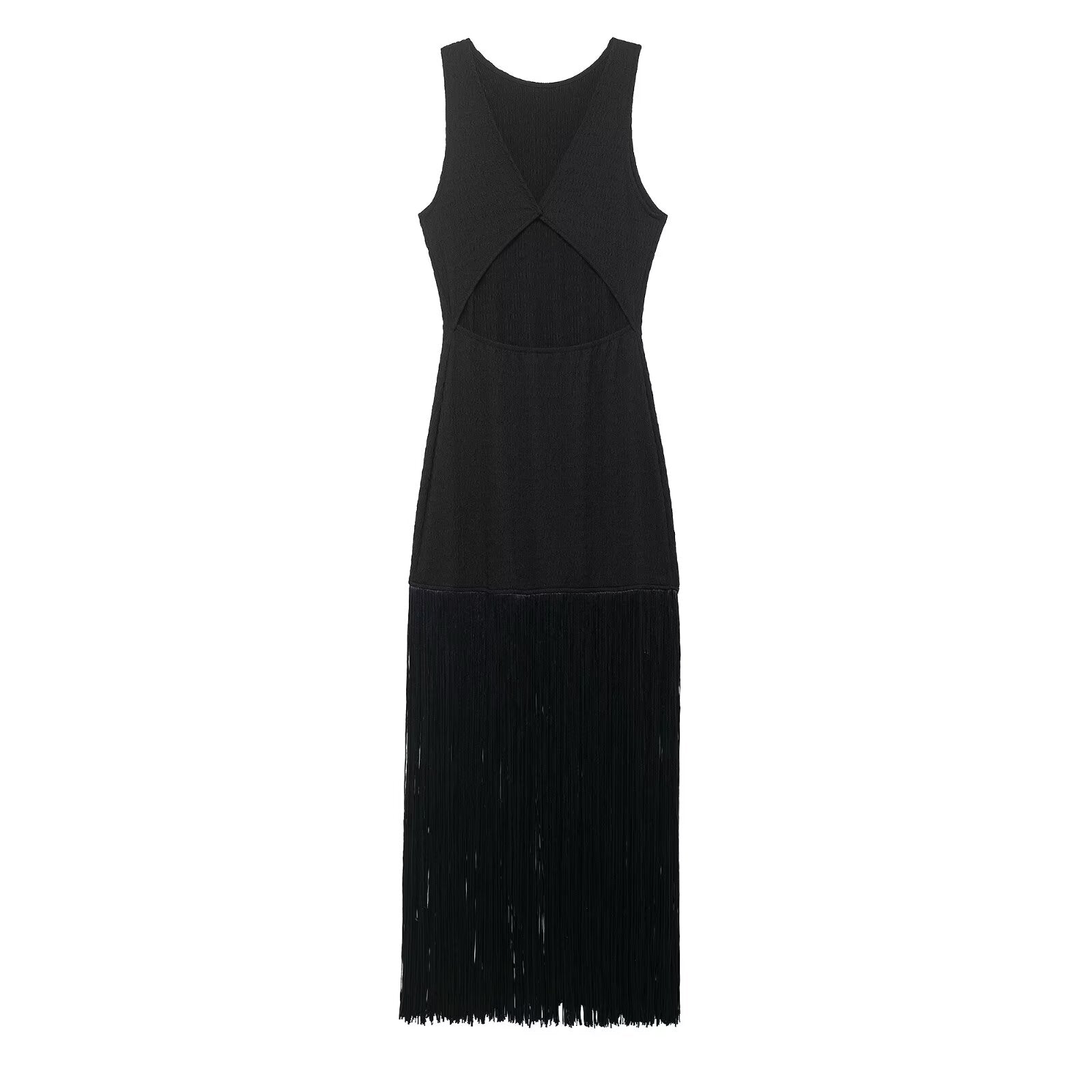 Women Clothing Spring Elegant Lady Slim Sleeveless Tassel Dress by Ragazza