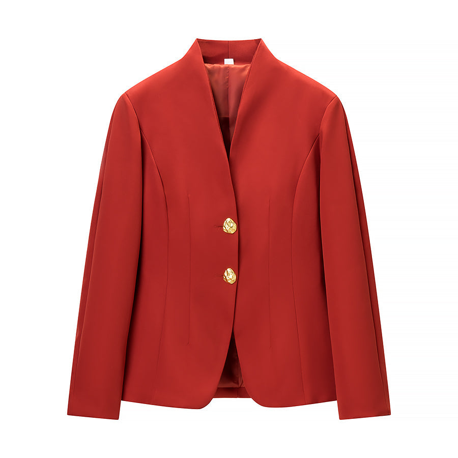 Winter Fashionable Simple Slim Fit Blazer Casual Trousers Suit by Ragazza