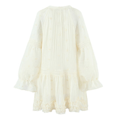 Summer Women Clothing French Gentle Fresh Cute Youth Looking Stringy Selvedge Flare Sleeve Fairy Temperamental Short Dress by Ragazza