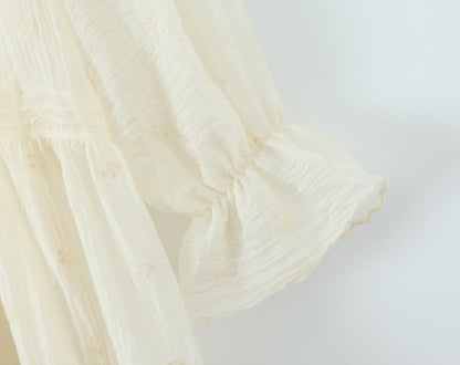 Summer Women Clothing French Gentle Fresh Cute Youth Looking Stringy Selvedge Flare Sleeve Fairy Temperamental Short Dress by Ragazza