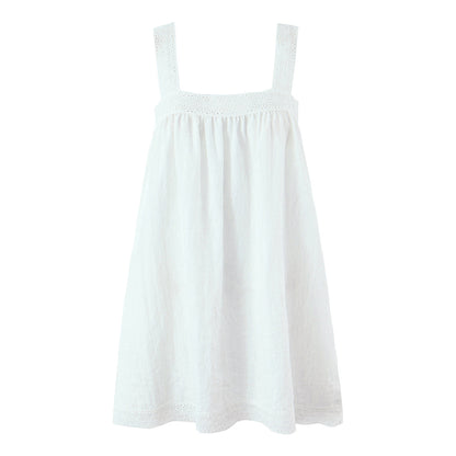 Women Lace Stitching Cami Dress Summer Loose Slimming White Holiday Short Dress by Ragazza
