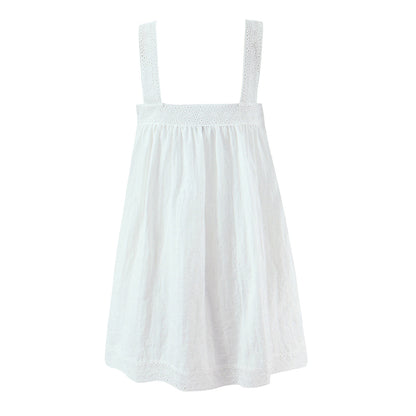 Women Lace Stitching Cami Dress Summer Loose Slimming White Holiday Short Dress by Ragazza
