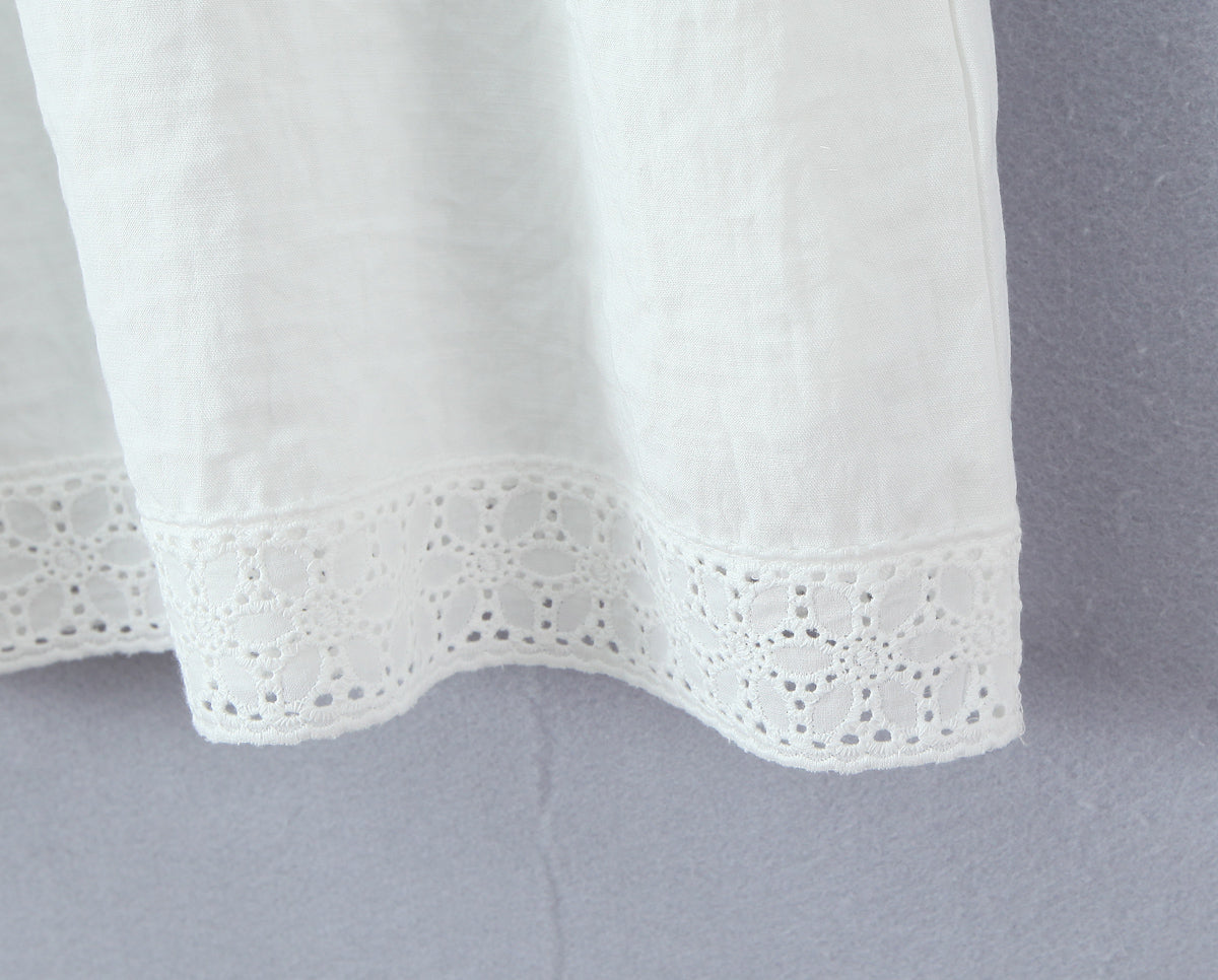 Women Lace Stitching Cami Dress Summer Loose Slimming White Holiday Short Dress by Ragazza