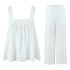 White Lace Sleeveless Shirt Trousers Women Summer Design French Shirt Wide Leg Pants Sets by Ragazza