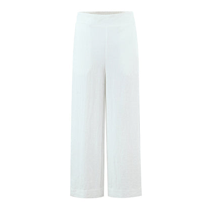 White Lace Sleeveless Shirt Trousers Women Summer Design French Shirt Wide Leg Pants Sets by Ragazza