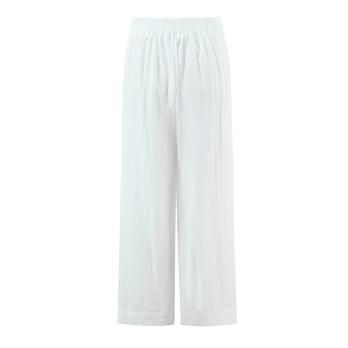 White Lace Sleeveless Shirt Trousers Women Summer Design French Shirt Wide Leg Pants Sets by Ragazza