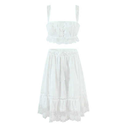 Women Holiday French Lace Overall Skirt Set by Ragazza