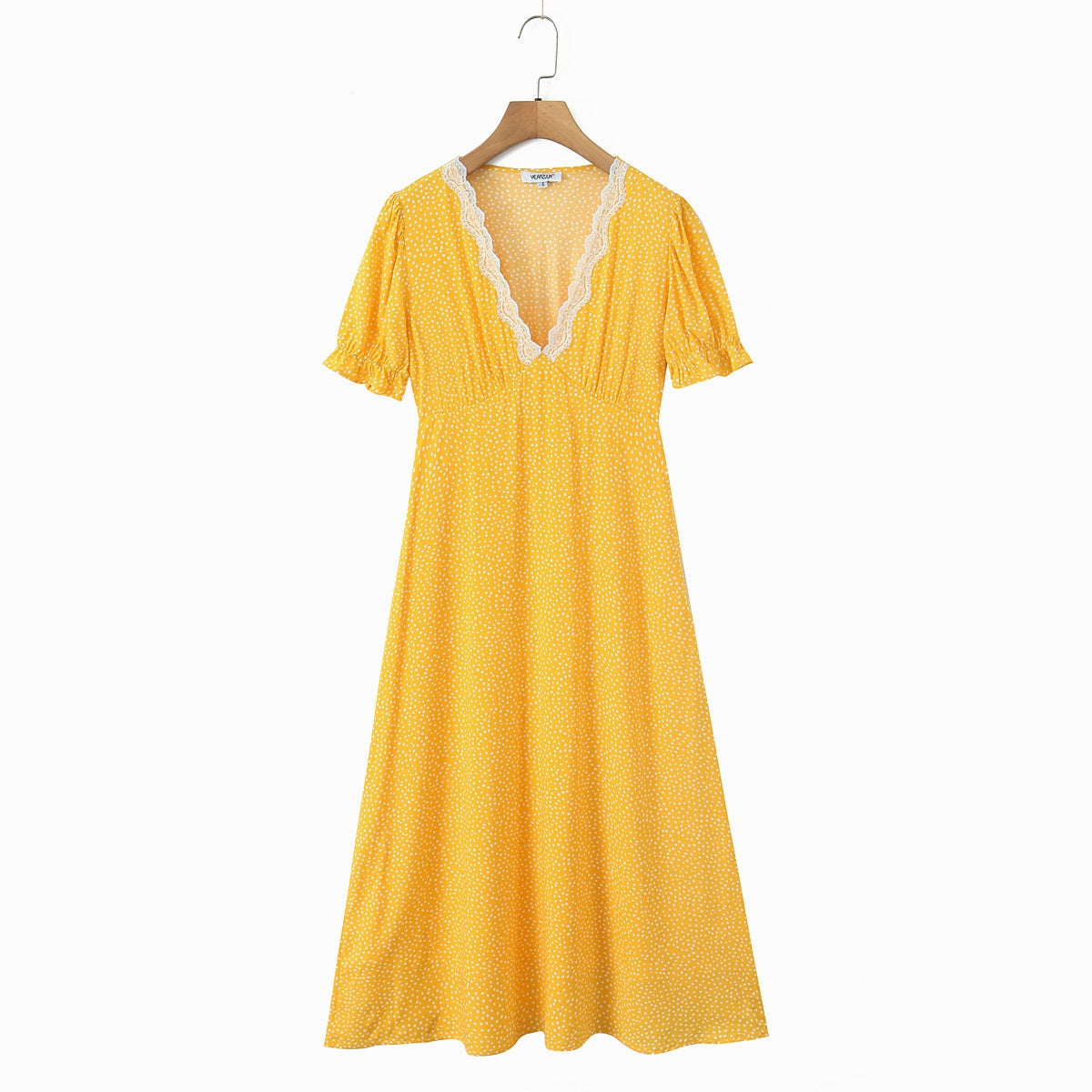 Women Clothing Spring Lace Polka Dot Short Sleeve Dress by Ragazza