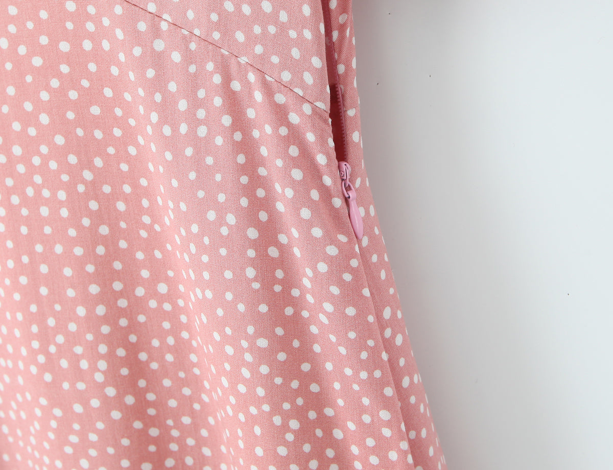 Women Clothing Spring Lace Polka Dot Short Sleeve Dress by Ragazza