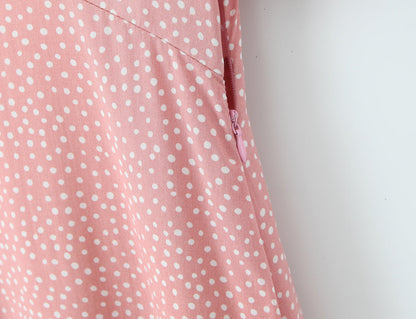 Women Clothing Spring Lace Polka Dot Short Sleeve Dress by Ragazza