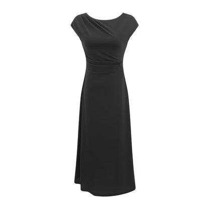 Lightly Mature Cinched Sleeveless Dress Women Simple Graceful Slim-Fit Design Slimming Chic Maxi Dress by Ragazza