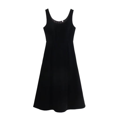 Women Clothing Spring Hepburn Boutique Thick Velvet Vest Sleeveless Dress by Ragazza