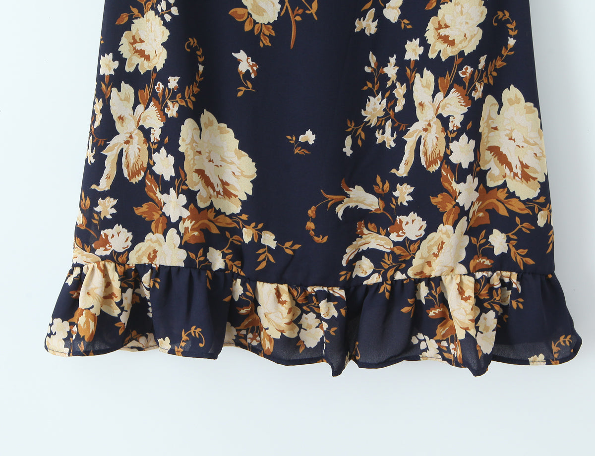 Women Printed Wooden Ear Slim Fit Slimming Spaghetti Straps Dress by Ragazza