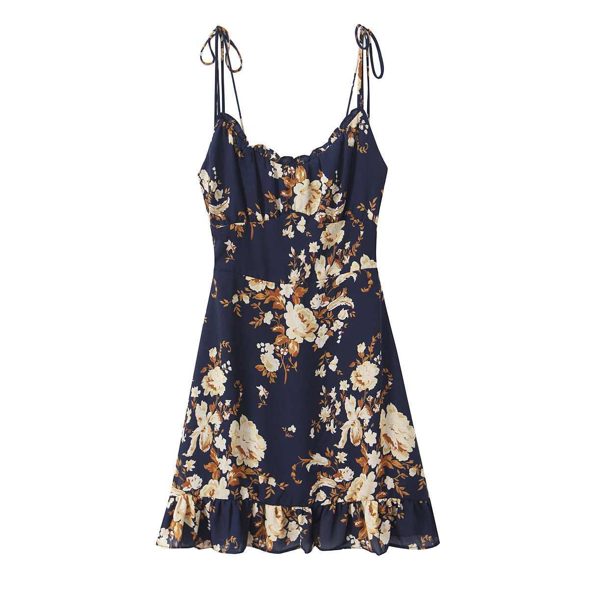 Women Printed Wooden Ear Slim Fit Slimming Spaghetti Straps Dress by Ragazza