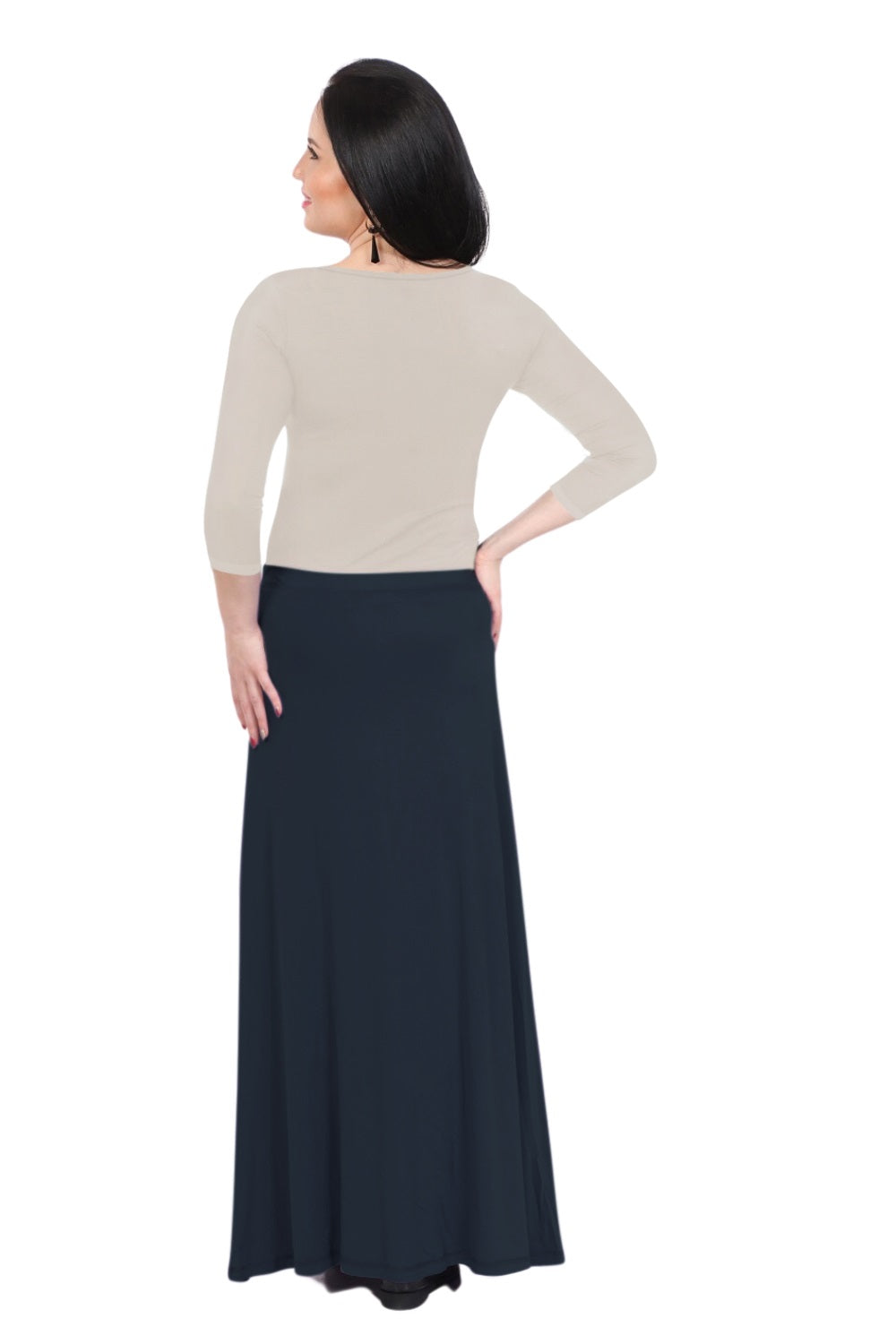 Flowing A-Line Maxi Skirt - Stretch Comfort Waistband by Kosher Casual USA
