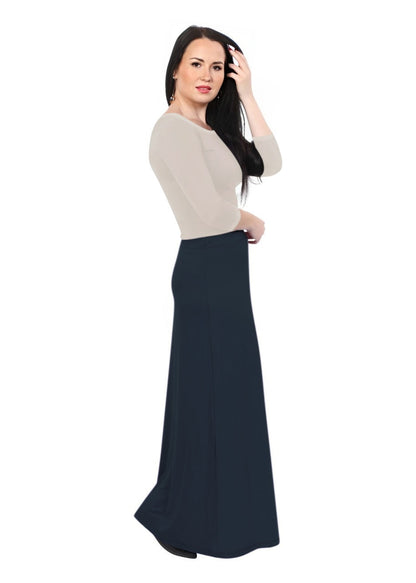 Flowing A-Line Maxi Skirt - Stretch Comfort Waistband by Kosher Casual USA