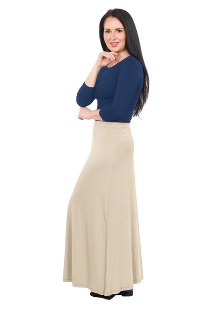 Flowing A-Line Maxi Skirt - Stretch Comfort Waistband by Kosher Casual USA