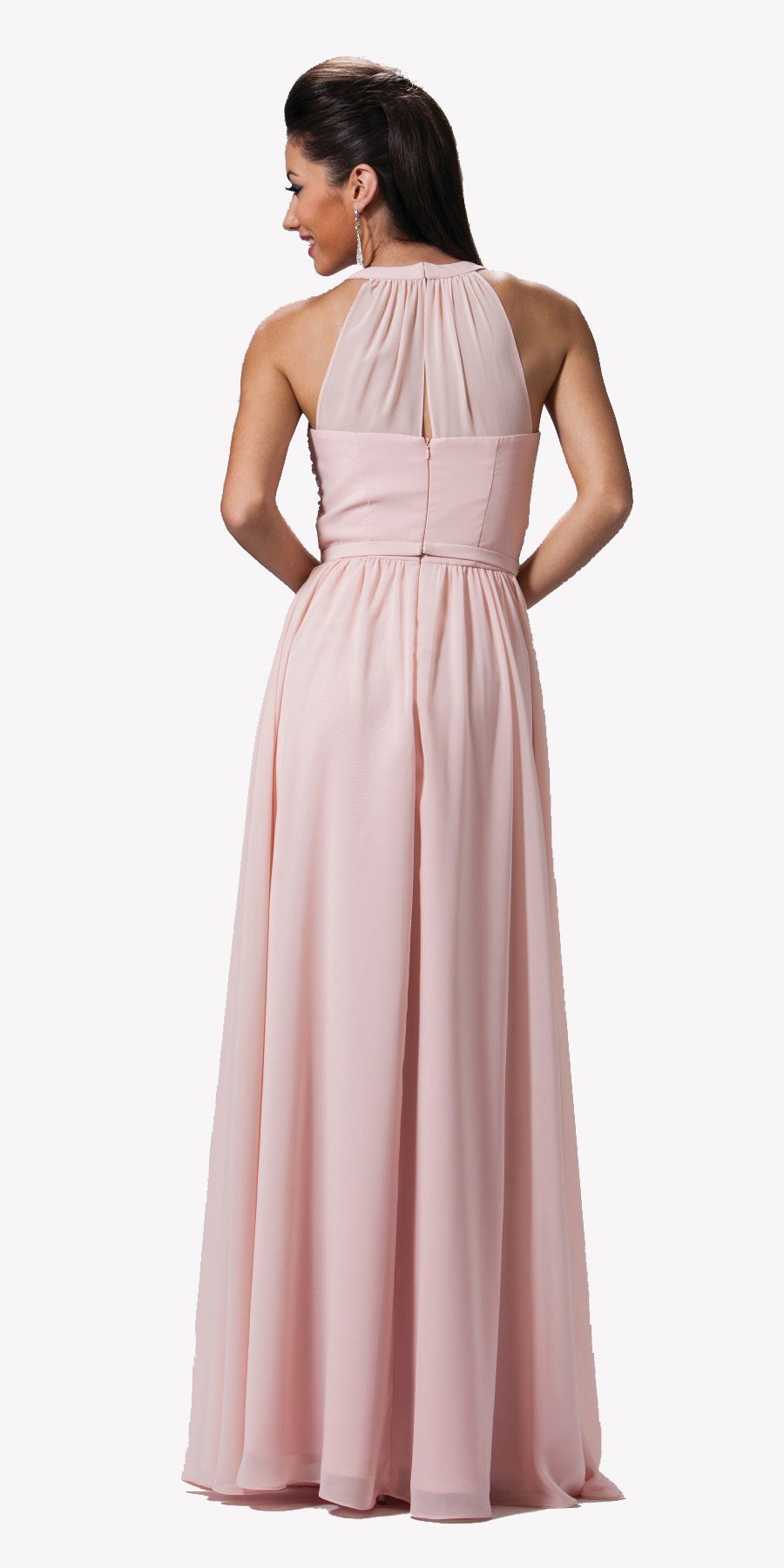 CLEARANCE - Cinderella Divine 1469 High Neck Illusion Long A-Line Dress (Size XL) by DiscountDressShop