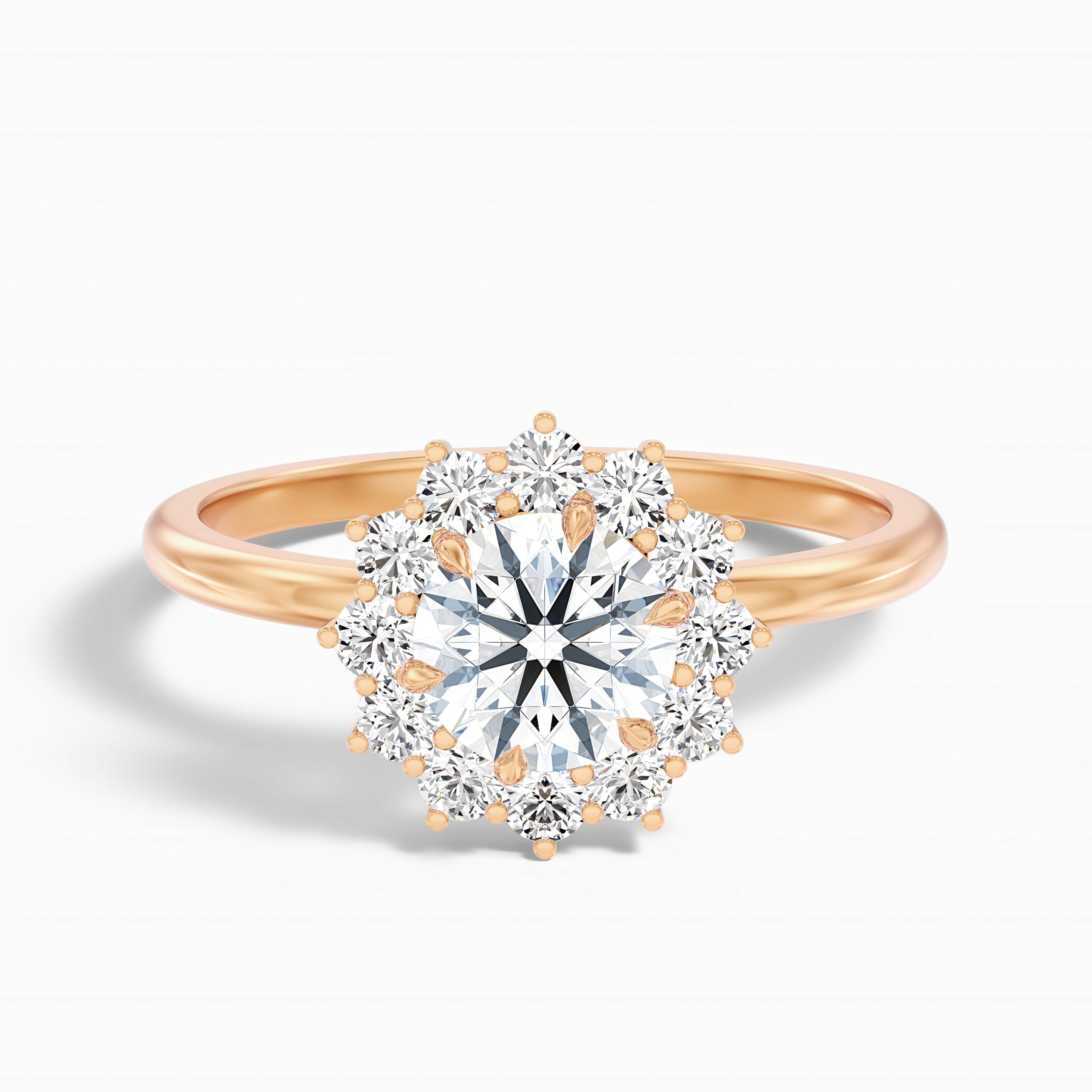 Mila 3.5 Carat Round Cut Vintage Inspired Halo Lab Grown Diamond Ring in 14k Rose Gold