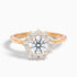 Ozie 1.5 Carat Round Cut Vintage Inspired Halo Moissanite Diamond Ring in 10k Rose Gold  DestGlow