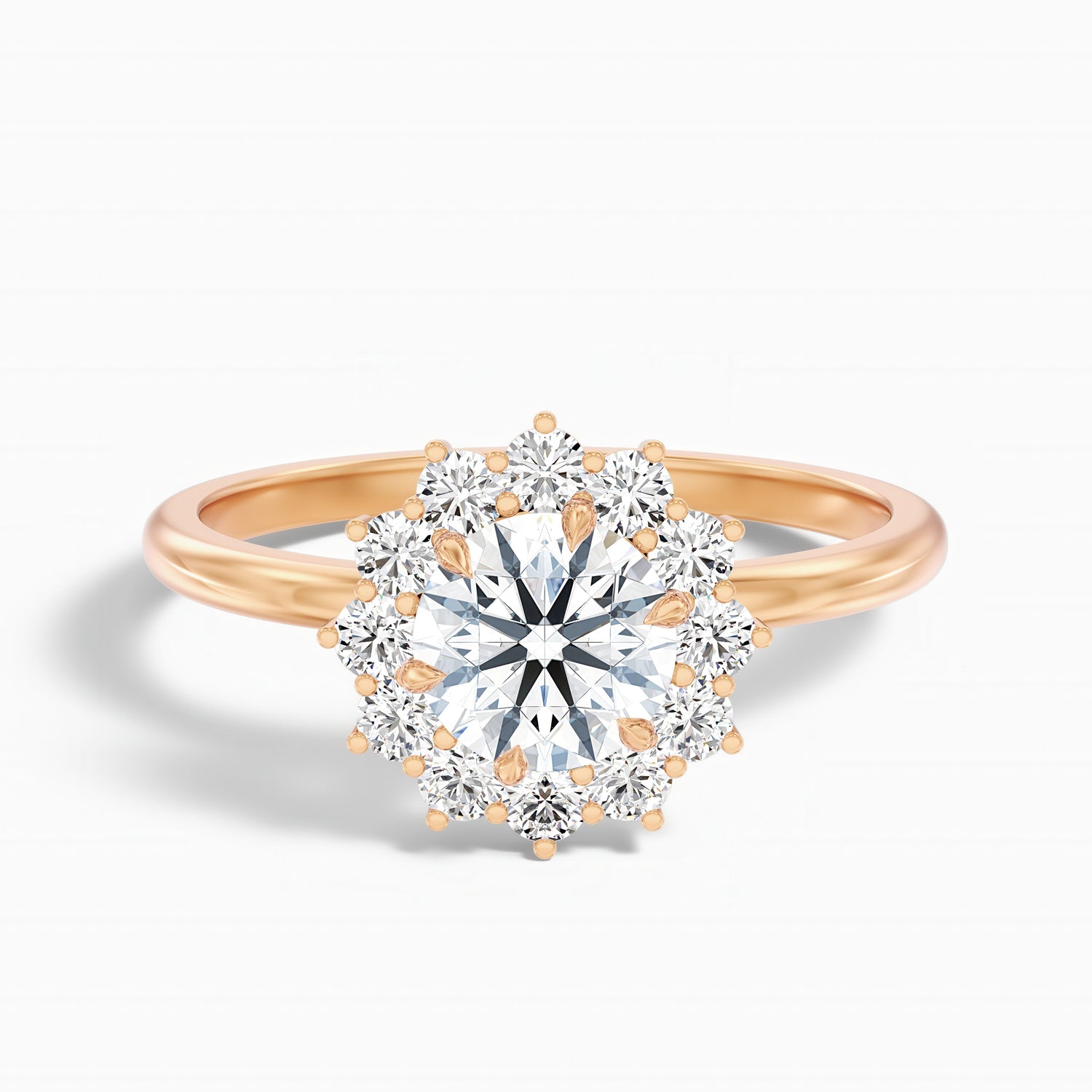 Ozie 5.5 Carat Round Cut Vintage Inspired Halo Moissanite Diamond Ring in 10k White Gold