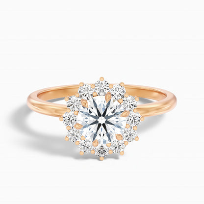 Ozie 5.5 Carat Round Cut Vintage Inspired Halo Moissanite Diamond Ring in 10k White Gold