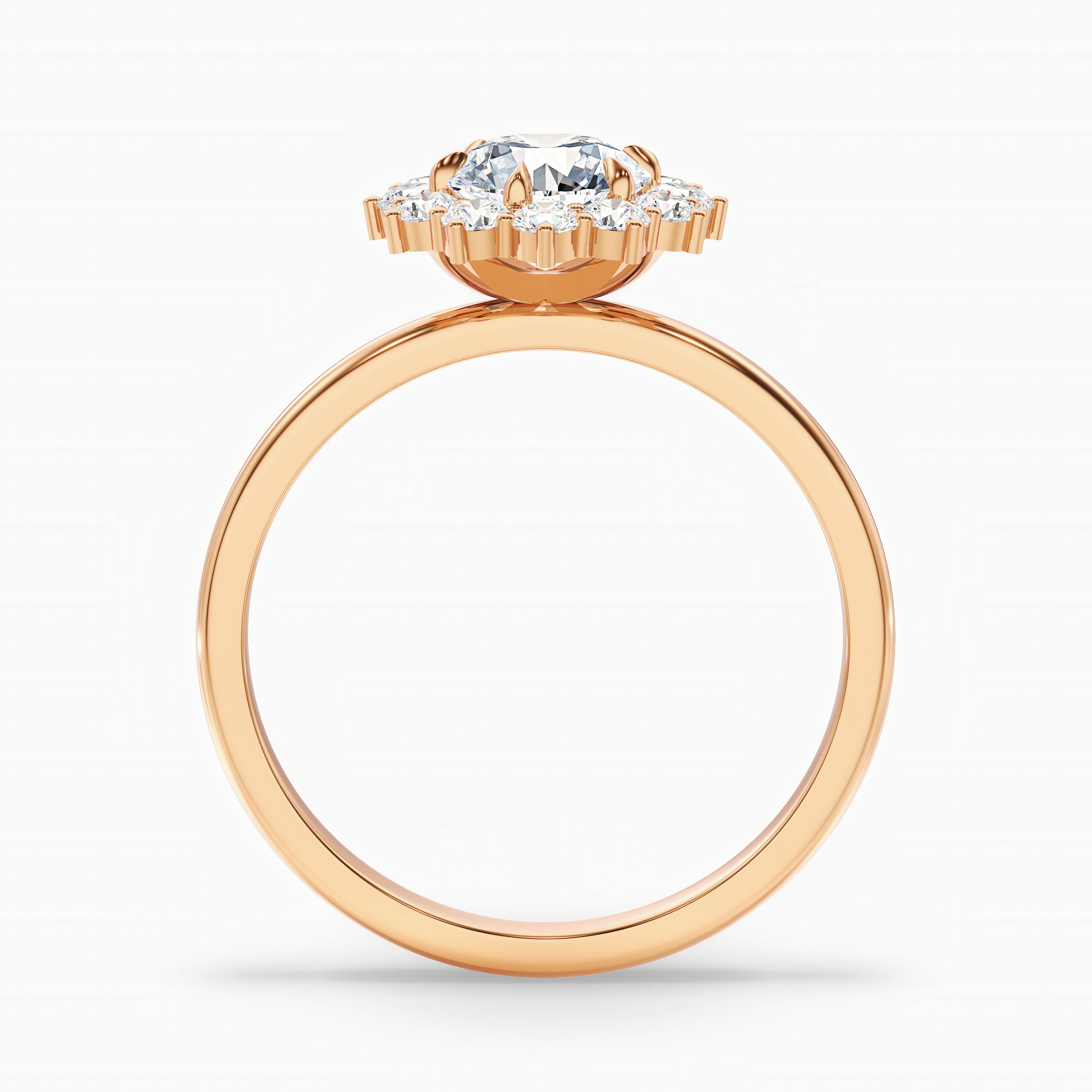 Ozie 4.5 Carat Round Cut Vintage Inspired Halo Moissanite Diamond Ring in 14k Yellow Gold