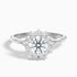 Ozie 2.5 Carat Round Cut Vintage Inspired Halo Moissanite Diamond Ring in 18k White Gold  DestGlow