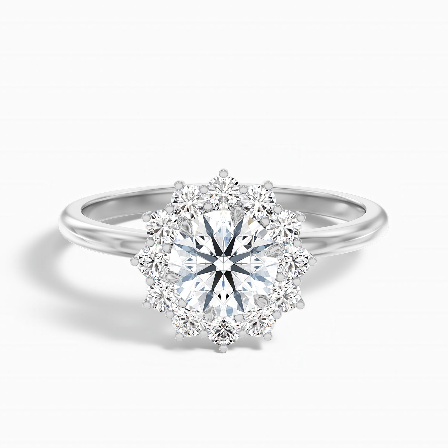 Ozie 3 Carat Round Cut Vintage Inspired Halo Moissanite Diamond Ring in 14k Rose Gold  DestGlow