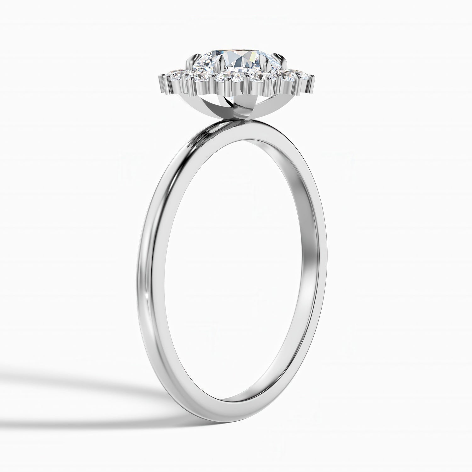 Ozie 5.5 Carat Round Cut Vintage Inspired Halo Moissanite Diamond Ring in 10k White Gold