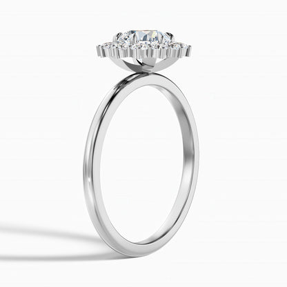 Ozie 5.5 Carat Round Cut Vintage Inspired Halo Moissanite Diamond Ring in 10k White Gold