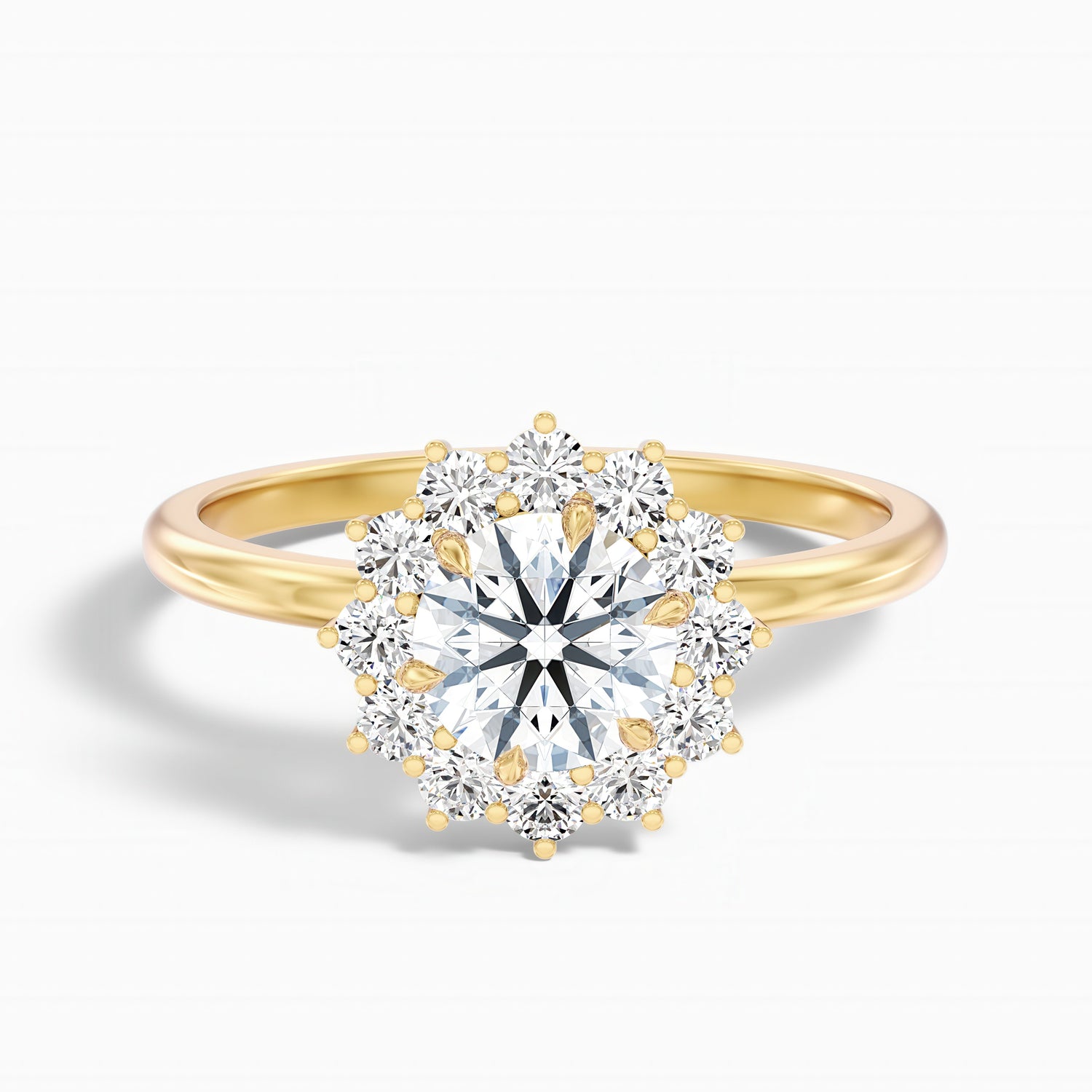 Ozie 5.5 Carat Round Cut Vintage Inspired Halo Moissanite Diamond Ring in 10k White Gold