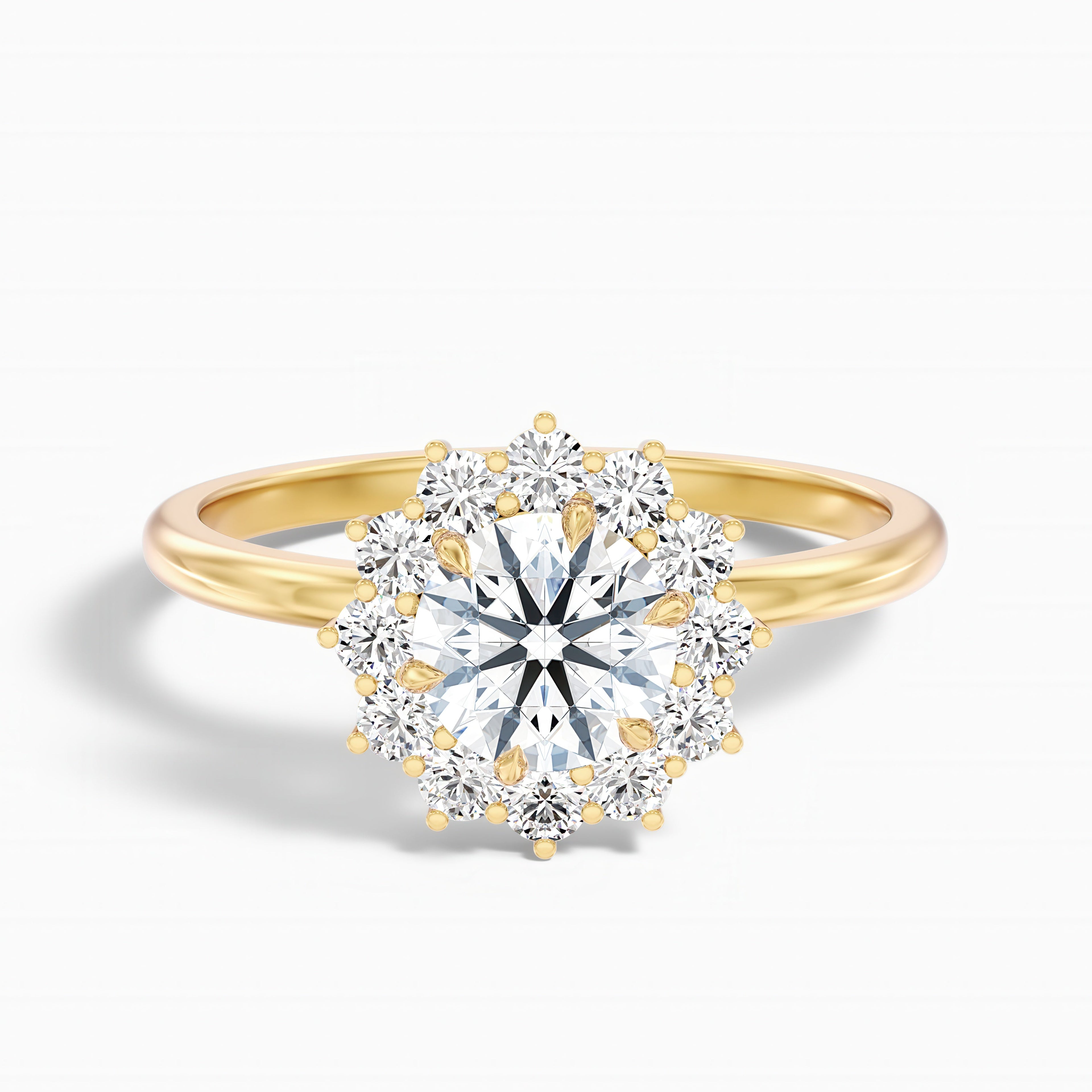 Ozie 3 Carat Round Cut Vintage Inspired Halo Moissanite Diamond Ring in 18k White Gold  DestGlow