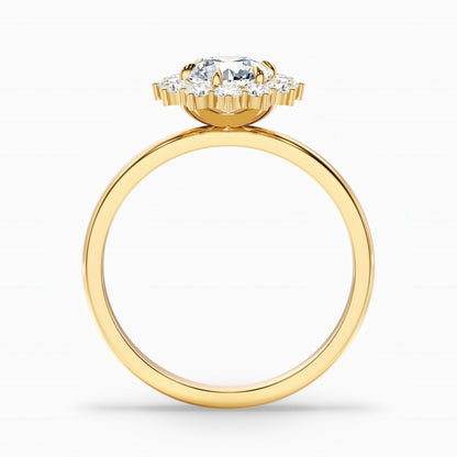 Ozie 4.5 Carat Round Cut Vintage Inspired Halo Moissanite Diamond Ring in 10k White Gold