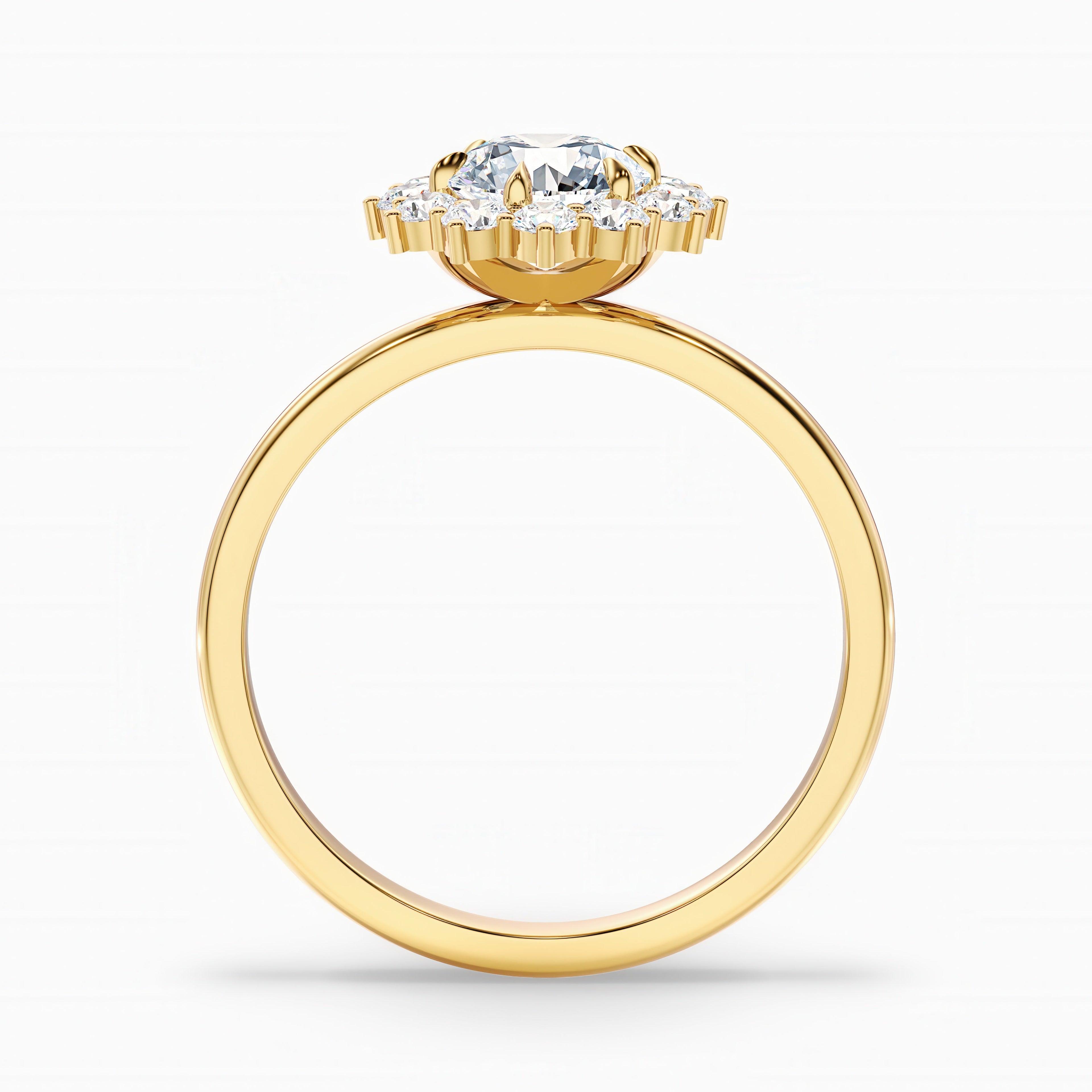 Mila 4.5 Carat Round Cut Vintage Inspired Halo Lab Grown Diamond Ring in 14k Yellow Gold  DestGlow
