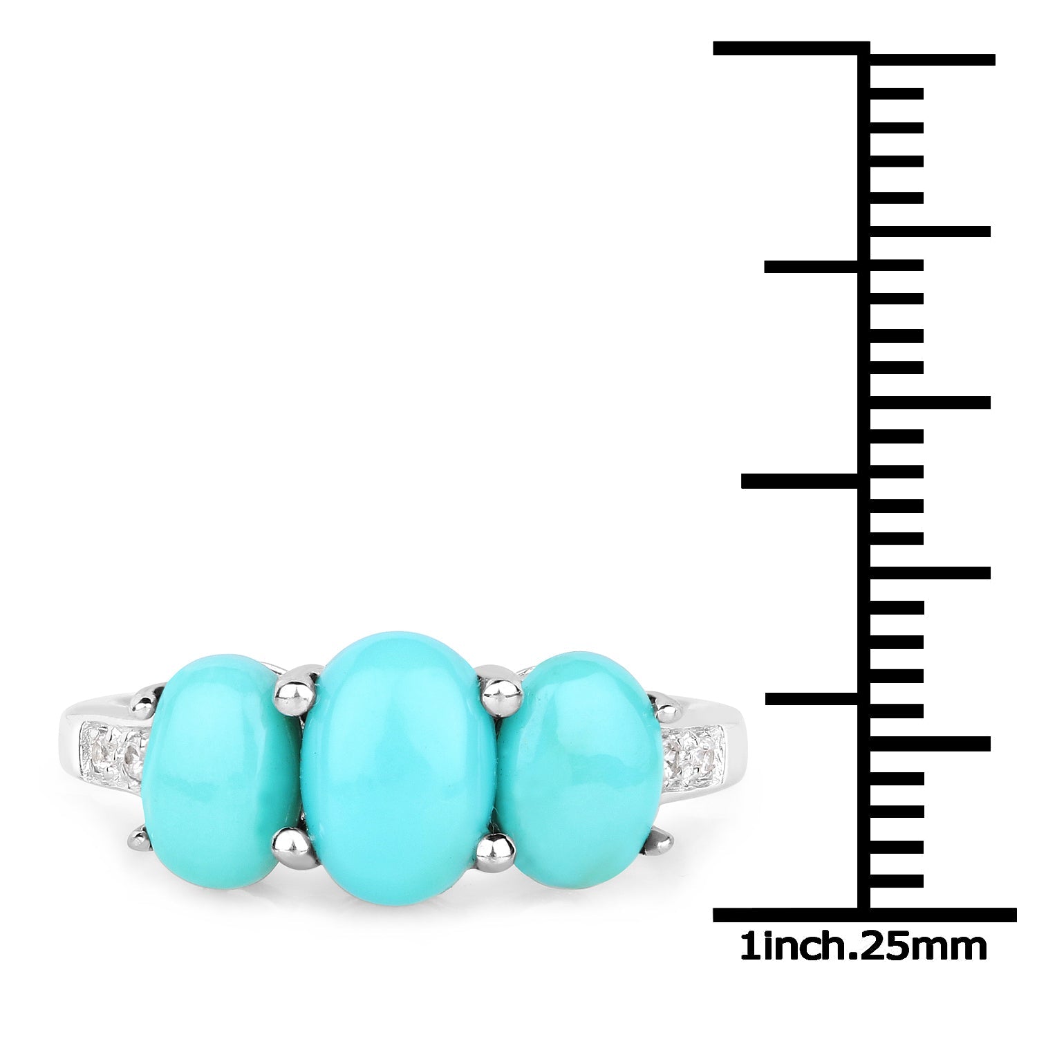2.97 Carat Genuine Turquoise and White Zircon .925 Sterling Silver Ring by Bids.com