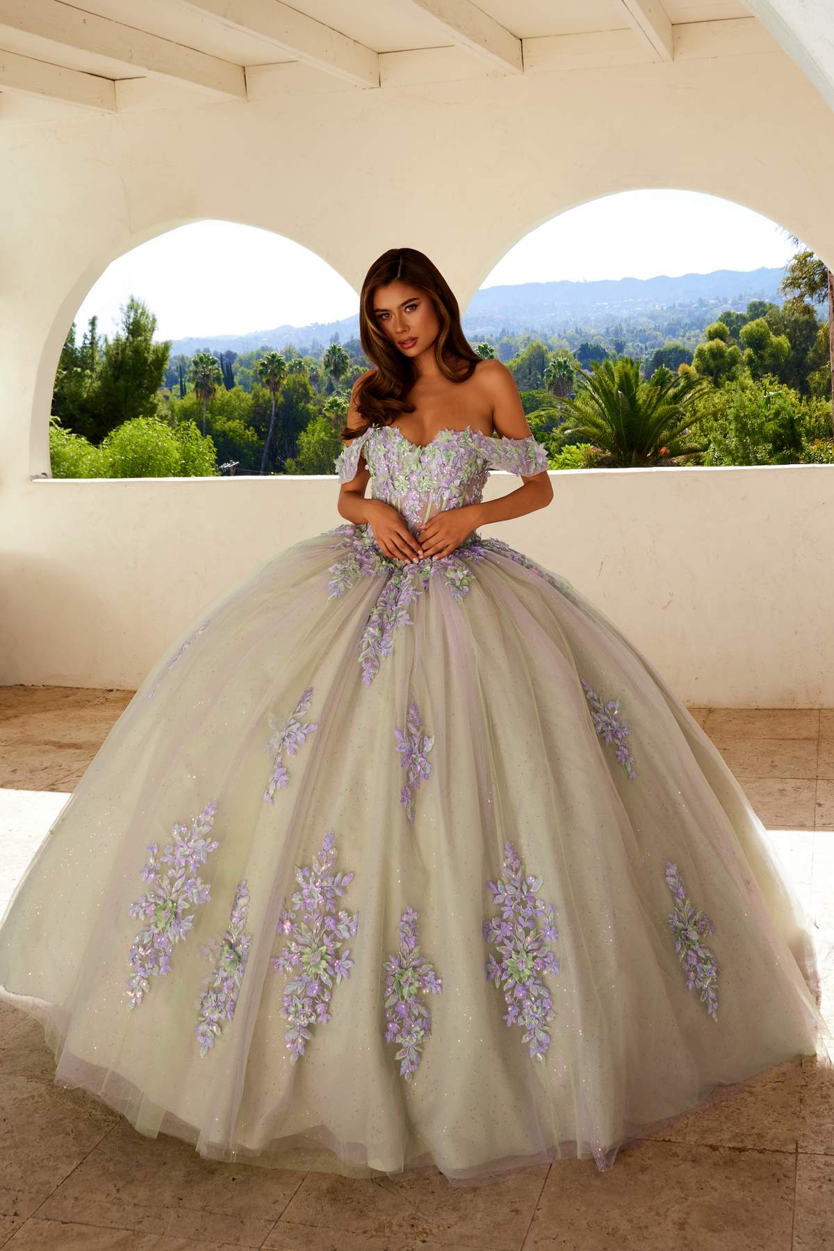 Juliet JT1479J Off the Shoulder Poofy Quinceanera Ball Gown by DiscountDressShop