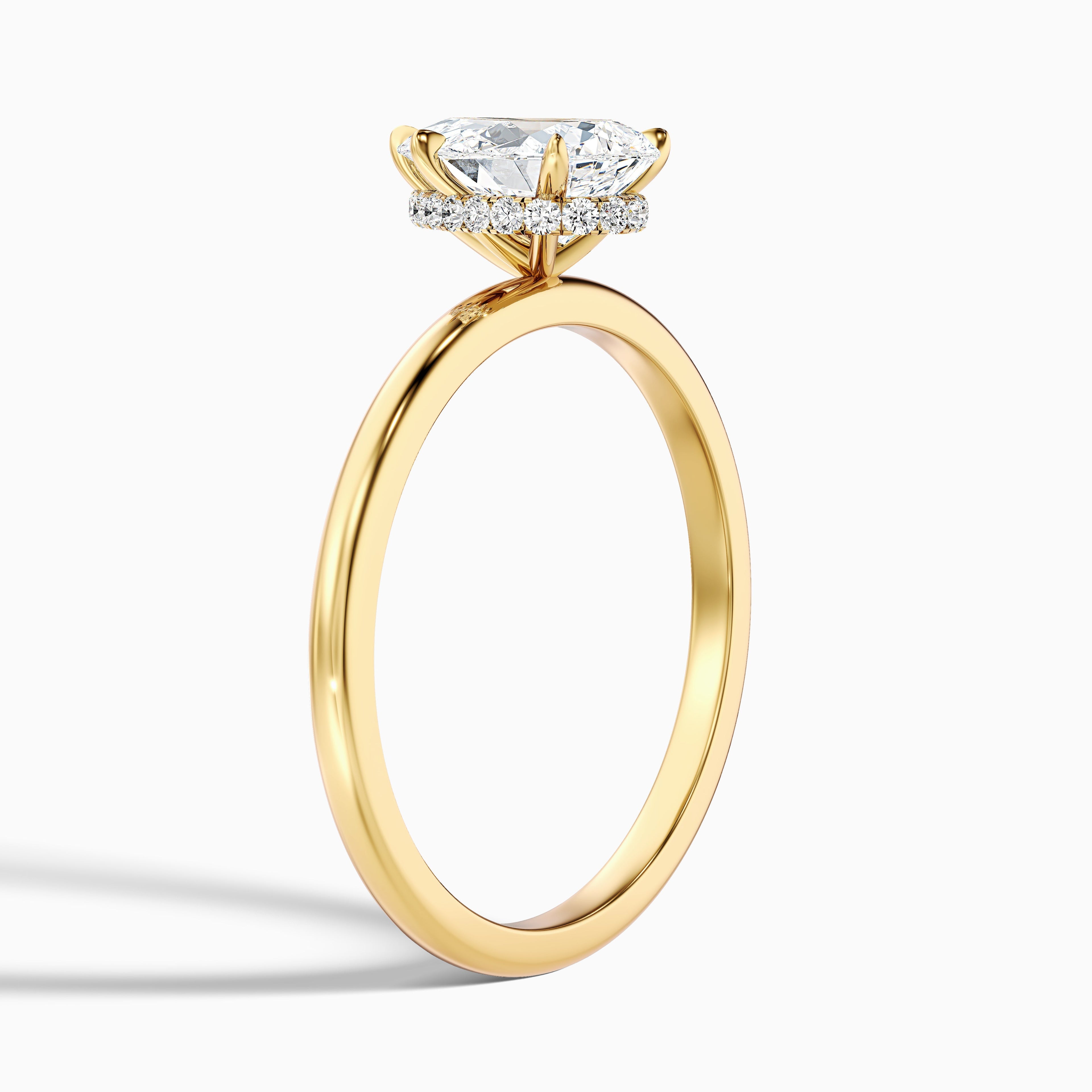 Qiana 4.5 Carat Pear Cut Hidden Halo Moissanite Diamond Ring in 18k Yellow Gold