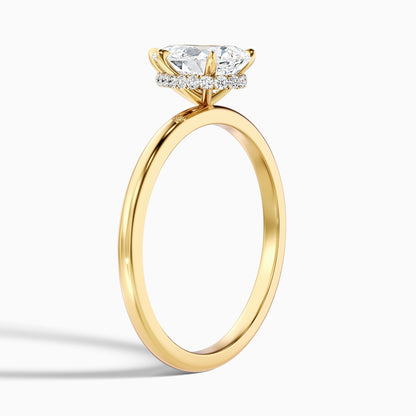 Qiana 5.5 Carat Pear Cut Hidden Halo Moissanite Diamond Ring in 18k Yellow Gold
